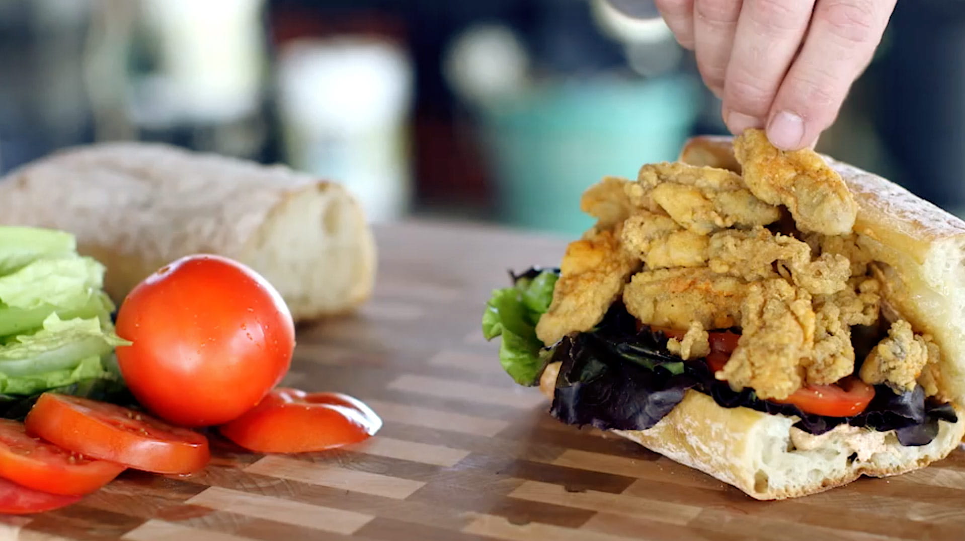 OLD BAY Oyster Po Boy with OLD BAY Tiger Sauce