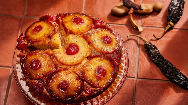 Tamarind & Pasilla Pineapple Upside Down Cake