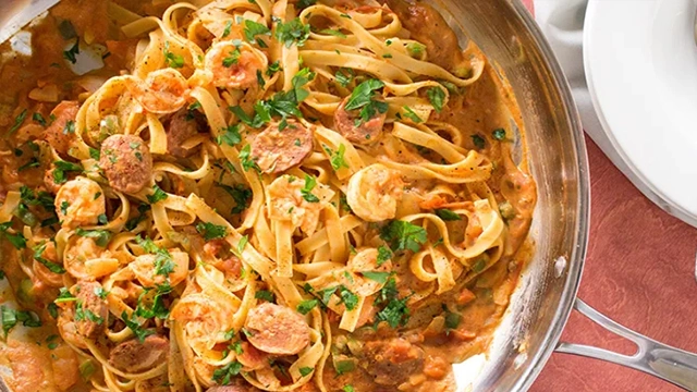 Creamy Cajun Shrimp & Andouille Pasta