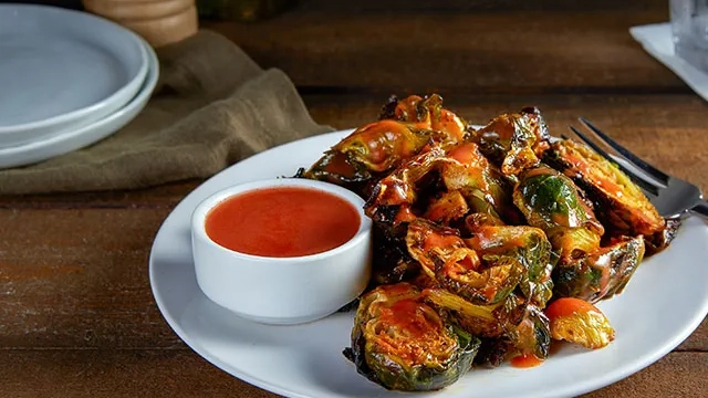 Smoky Honey Buffalo Brussels Sprout Wings
