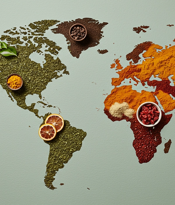 a world map filled with spice