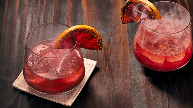 Smoked Strawberry Negroni Spritz