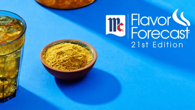 blue background with spice and a yellow drink