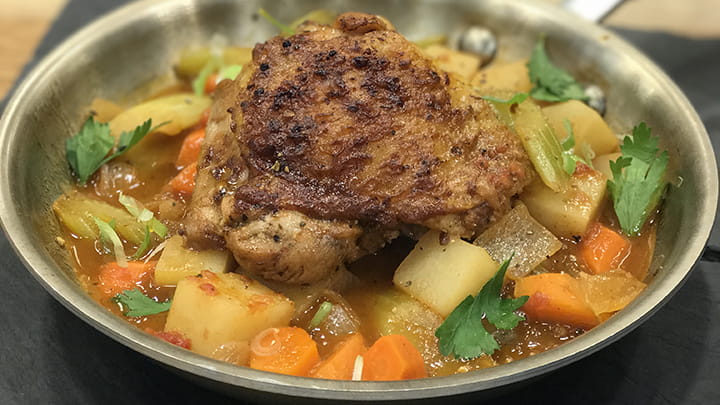 Barbecue Chicken and Potato Braise