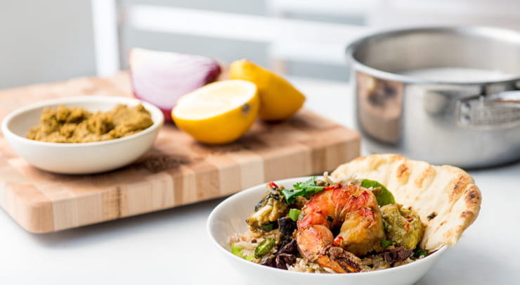 Curried Shrimp and Halibut