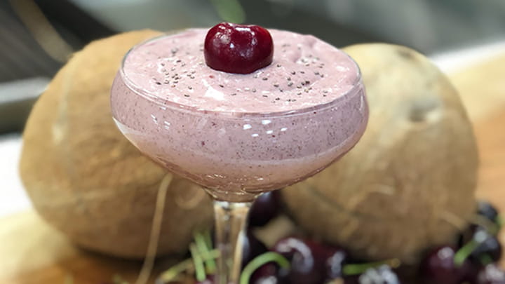 Dark Cherry Chia and Coconut Milk Smoothie