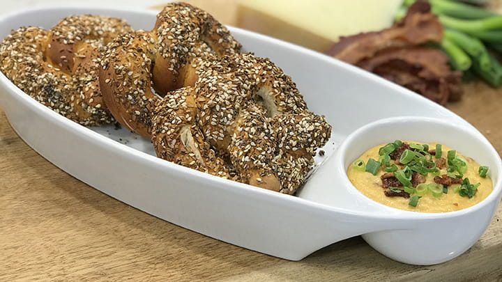 Everything Pretzels with Bacon Beer Cheese