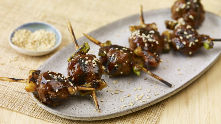 Turkey Meatball and Scallion Yakitori