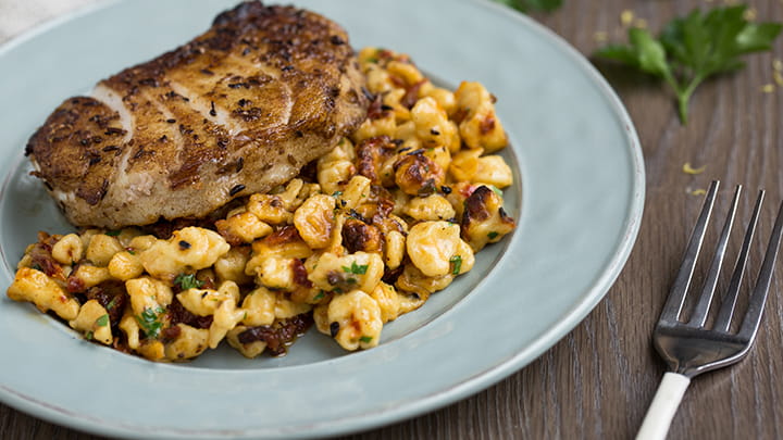 Mediterranean Salt Cured Swordfish with Spaetzle