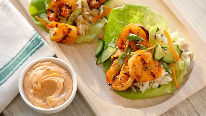 Sriracha Lime Shrimp Lettuce Wraps