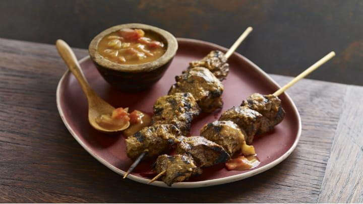 Tanzanian BBQ Skewers with Tomato Onion Sauce