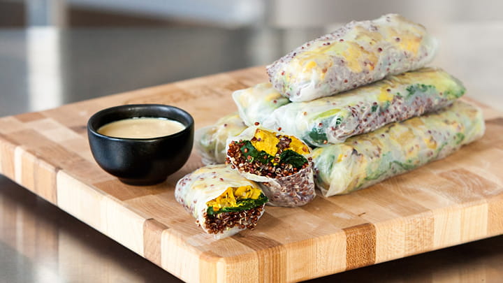 Tempeh Turmeric Kale and Quinoa Summer Rolls