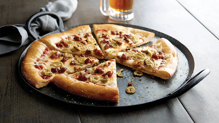 Buffalo and Crispy Jalapeno Sausage Pizza