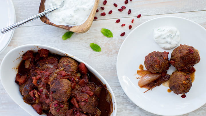 Lamb Meatballs with Barberries and Mint Yogurt