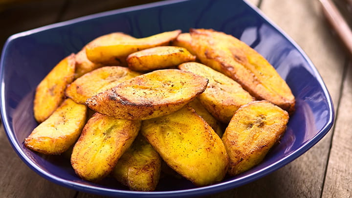 Peruvian Dusted Plantains with Cilantro Crema