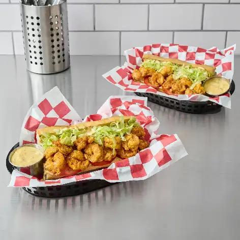Old Bay Malt Vinegar Shrimp Po Boy