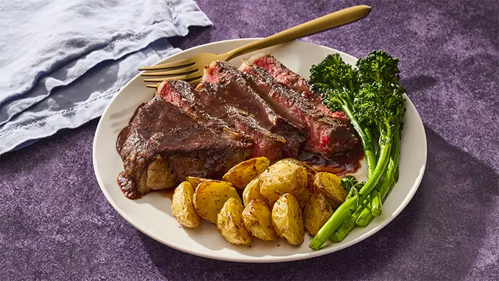 Pan Seared Steak with Black Currant Sauce