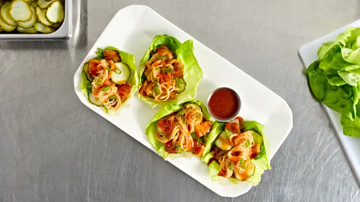 spicy maple pork lettuce wraps