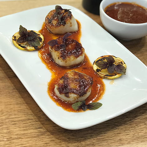 Scallops with Barbecue Sauce Vinaigrette