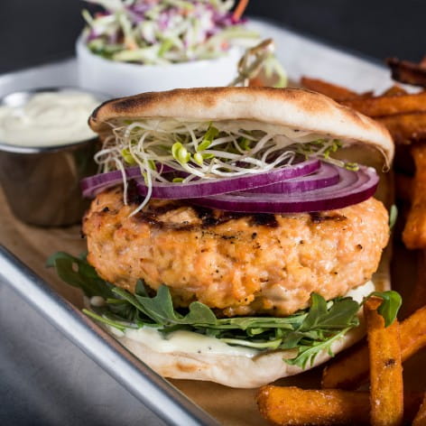 Salmon Burger with Lemon Pepper Aioli