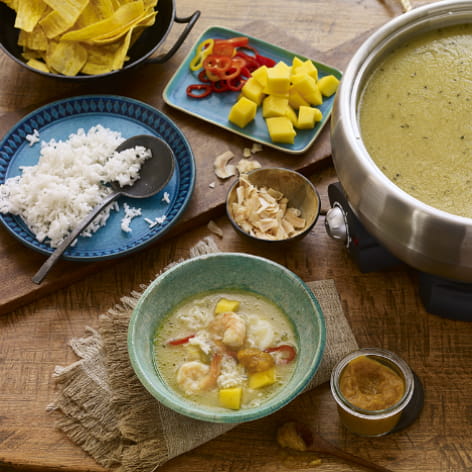 Caribbean Hot Pot Broth with Papaya Pica Sauce