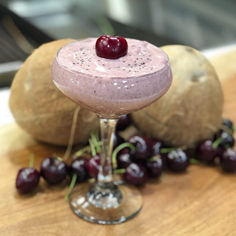 Dark Cherry Chia and Coconut Milk Smoothie