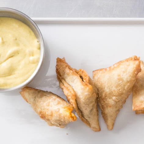 Lamb Sambusa with Mango Coconut Dipping Sauce