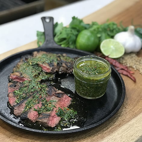 Jalapeno Marinated Skirt Steak with Chimichurri