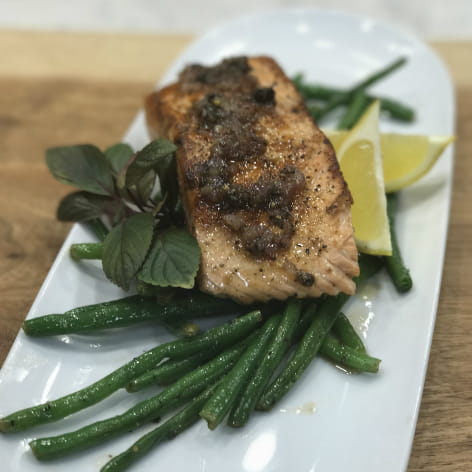 Lemon Pepper Salmon with Brown Butter Sauce