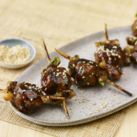 Turkey Meatball and Scallion Yakitori