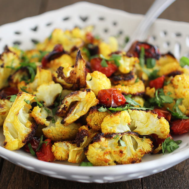 Turmeric Roasted Cauliflower and Tomatoes