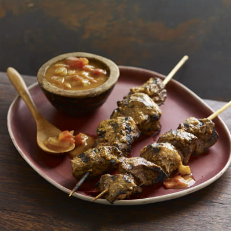 Tanzanian BBQ Skewers with Tomato Onion Sauce