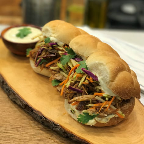 Thai Pulled Pork Sliders with Green Curry Aioli