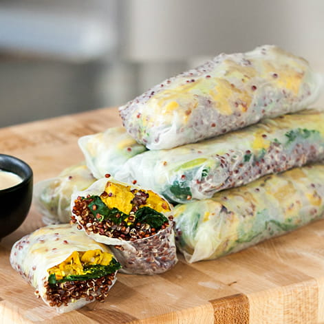 Tempeh Turmeric Kale and Quinoa Summer Rolls