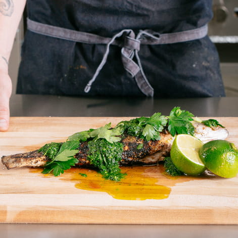 Whole Grilled Fish with Jalapeno Salsa Verde