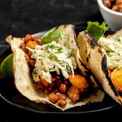 Pigeon Pea Tacos al Pastor with Coconut Lime Slaw