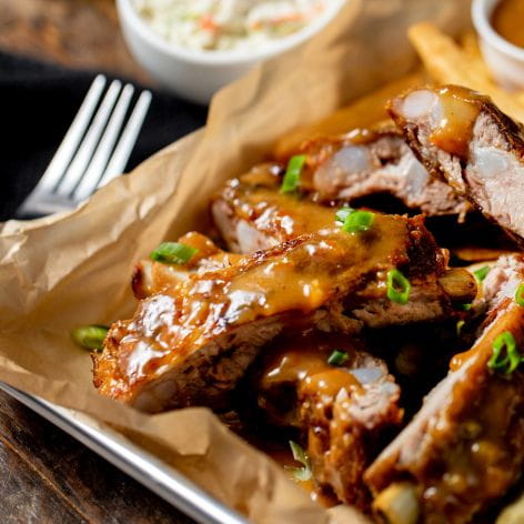 Sticky Dijon Orange Fried Ribs