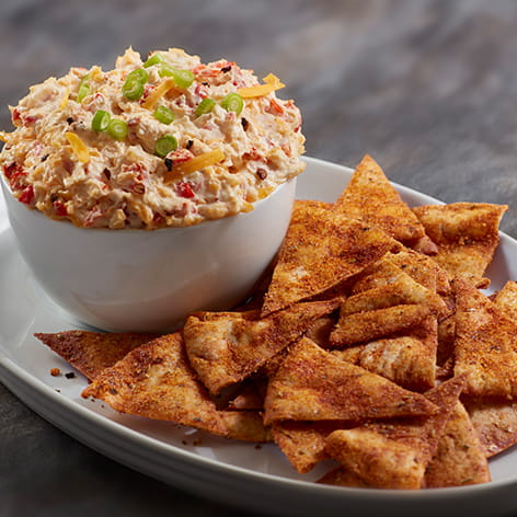 Cajun Pita Chips with Pimento Dip
