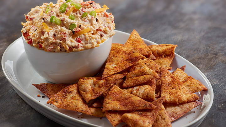 Cajun Pita Chips with Pimento Dip