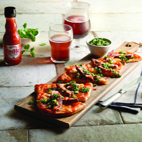 Spicy Argentine Chimichurri Steak Flatbread