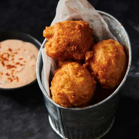 crawfish and corn fritters