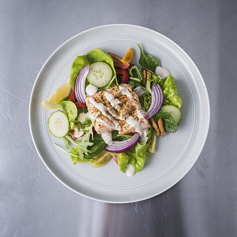 Poached Salmon and Honey Mustard Yogurt Salad