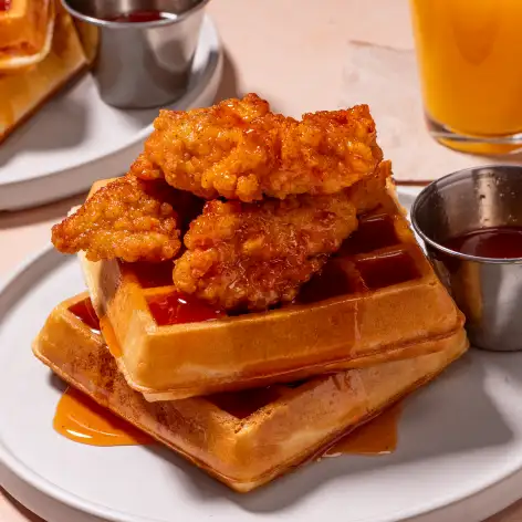 Garlic Buffalo Chicken and Waffles