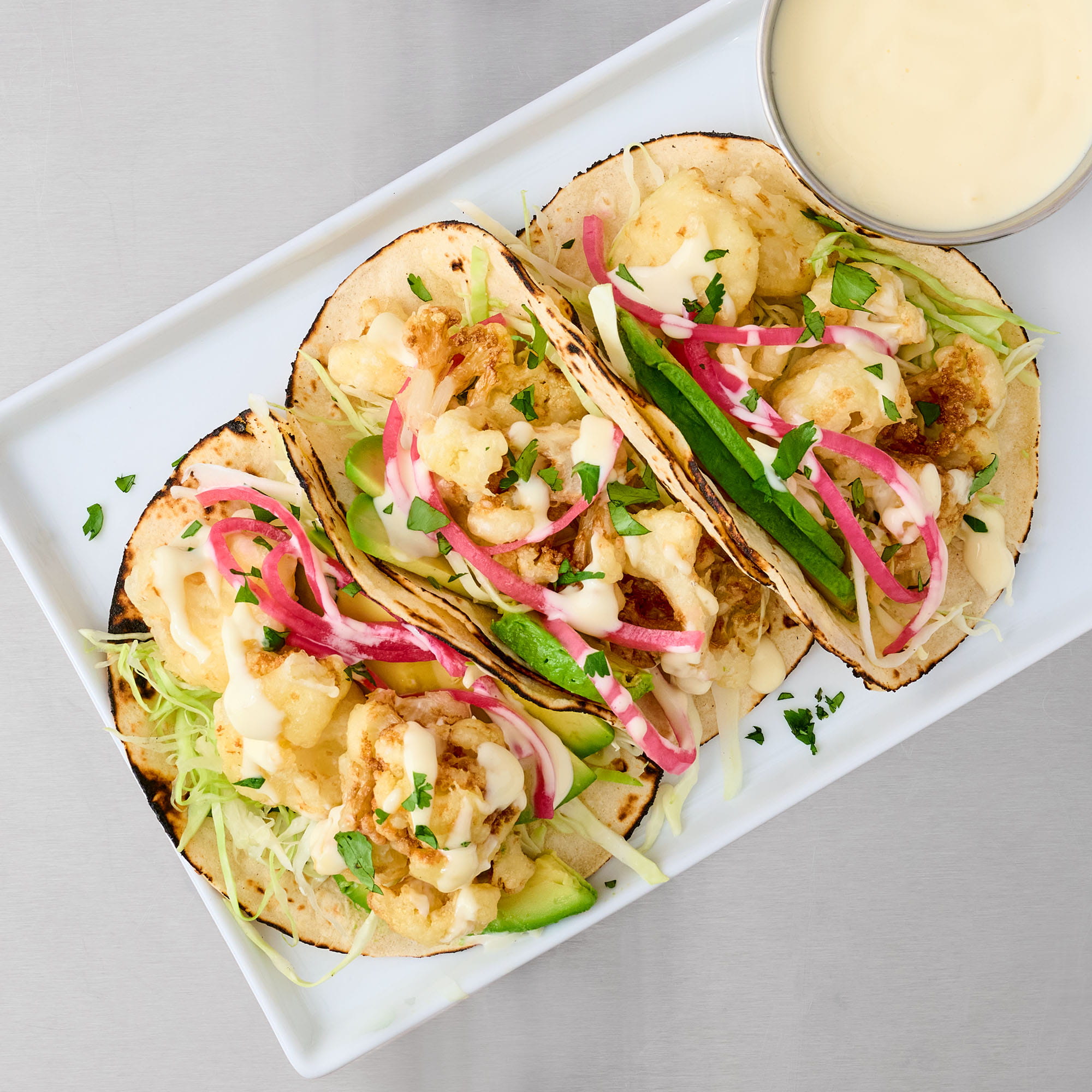 Salt & Vinegar Crispy Cauliflower Tacos